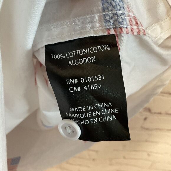 Mad Engine USA Flag All Over Print Short Sleeve Button Down Mens Shirt Size XL - Picture 9 of 9